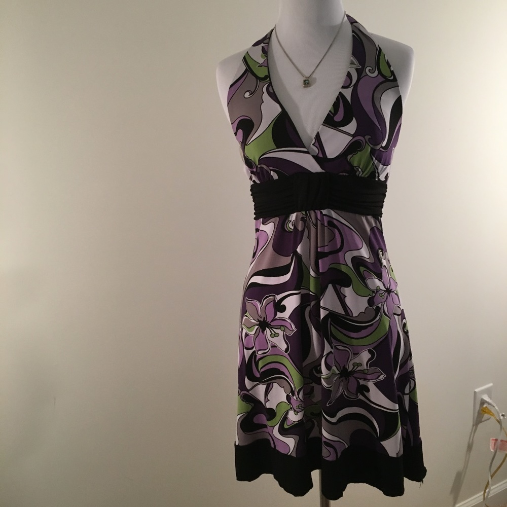 Hip Purple/Black Y2K Halter Dress
